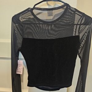 NWT Wild Fable Black Mesh Long Sleeve Top